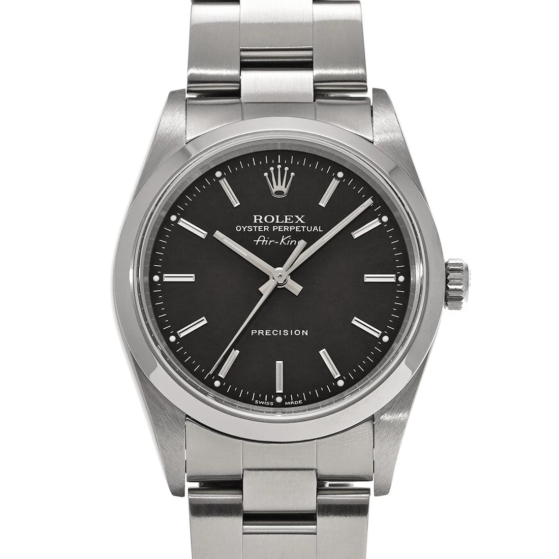 ROLEX AIR-KING BLACK WATCH: ROLEX Air-King Black WATCH Brand: ROLEX Type: Wristwatch Material: Band Material Stainless steel, Case Material Stainless steel Color: Dial Color black Size: ??Case? H/about 34mm W/about 34mm D/about 