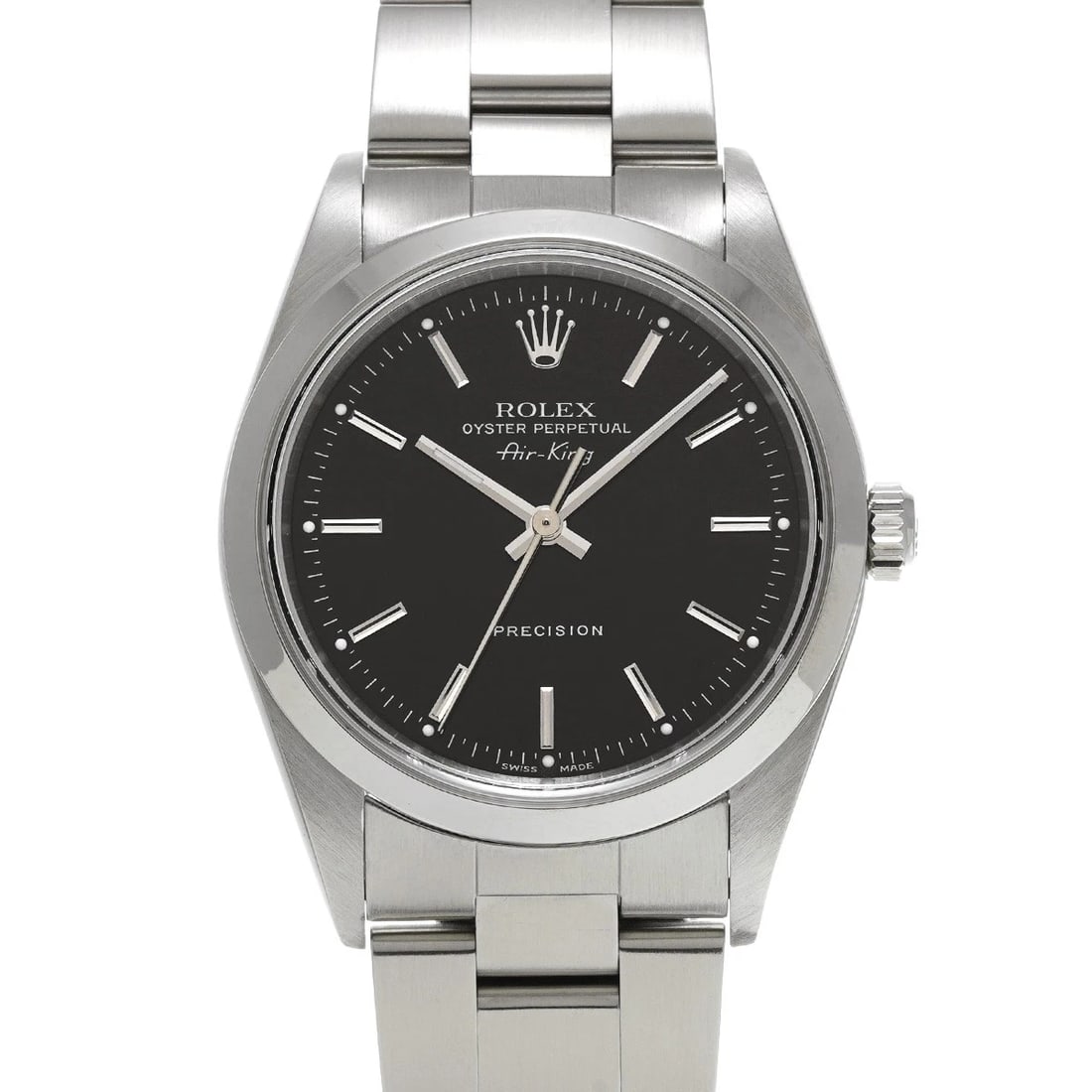 ROLEX AIR-KING BLACK WATCH: ROLEX Air-King Black WATCH Brand: ROLEX Type: Wristwatch Material: Band Material Stainless steel, Case Material Stainless steel Color: Dial Color Black Size: ??Case? H/about 44mm W/about 44mm D/about 