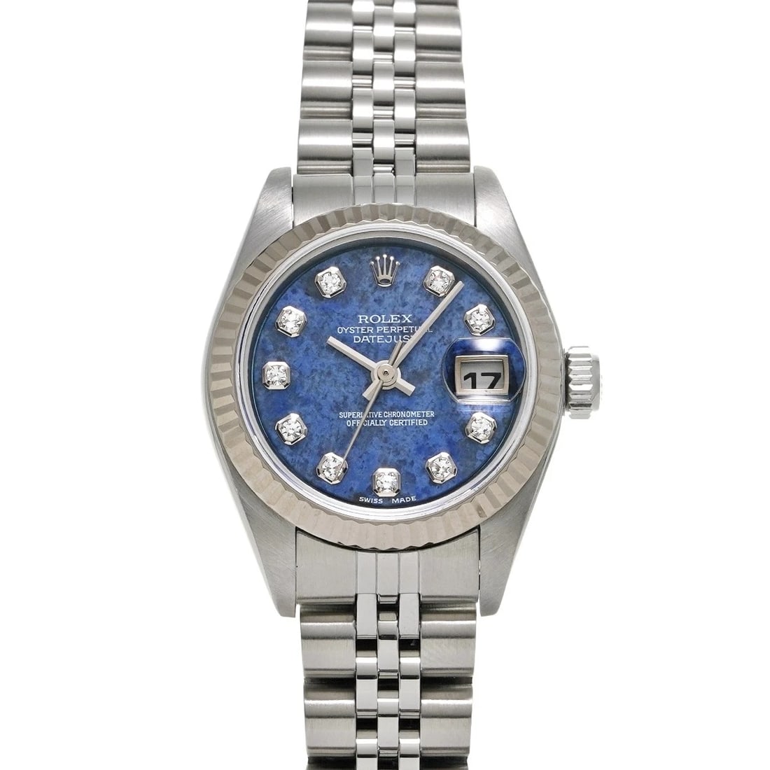 ROLEX DATEJUST SODALITE/DIAMOND WATCH: ROLEX Datejust Sodalite/Diamond WATCH Brand: ROLEX Type: Wristwatch Material: Band Material Stainless steel, Case Material Stainless steel Color: Dial Color Sodalite/Diamond Size: ??Case? H/about 26mm