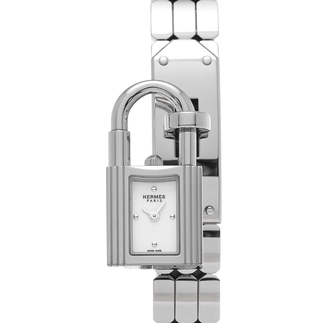 HERMES KELLY WATCH WHITE WATCH: HERMES Kelly Watch White WATCH Brand: HERMES Type: Wristwatch Material: Band Material Stainless steel, Case Material Stainless steel Color: Dial Color White Size: ??Case? H/about 16mm W/about 16mm