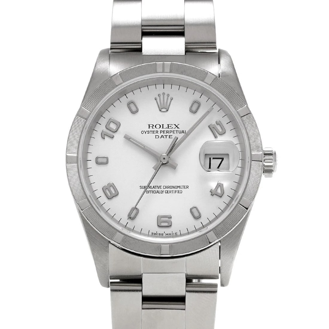 ROLEX OYSTER PERPETUAL DATE WHITE WATCH: ROLEX Oyster Perpetual Date White WATCH Brand: ROLEX Type: Wristwatch Material: Band Material Stainless steel, Case Material Stainless steel Color: Dial Color White Size: ??Case? H/about 34mm W/about 