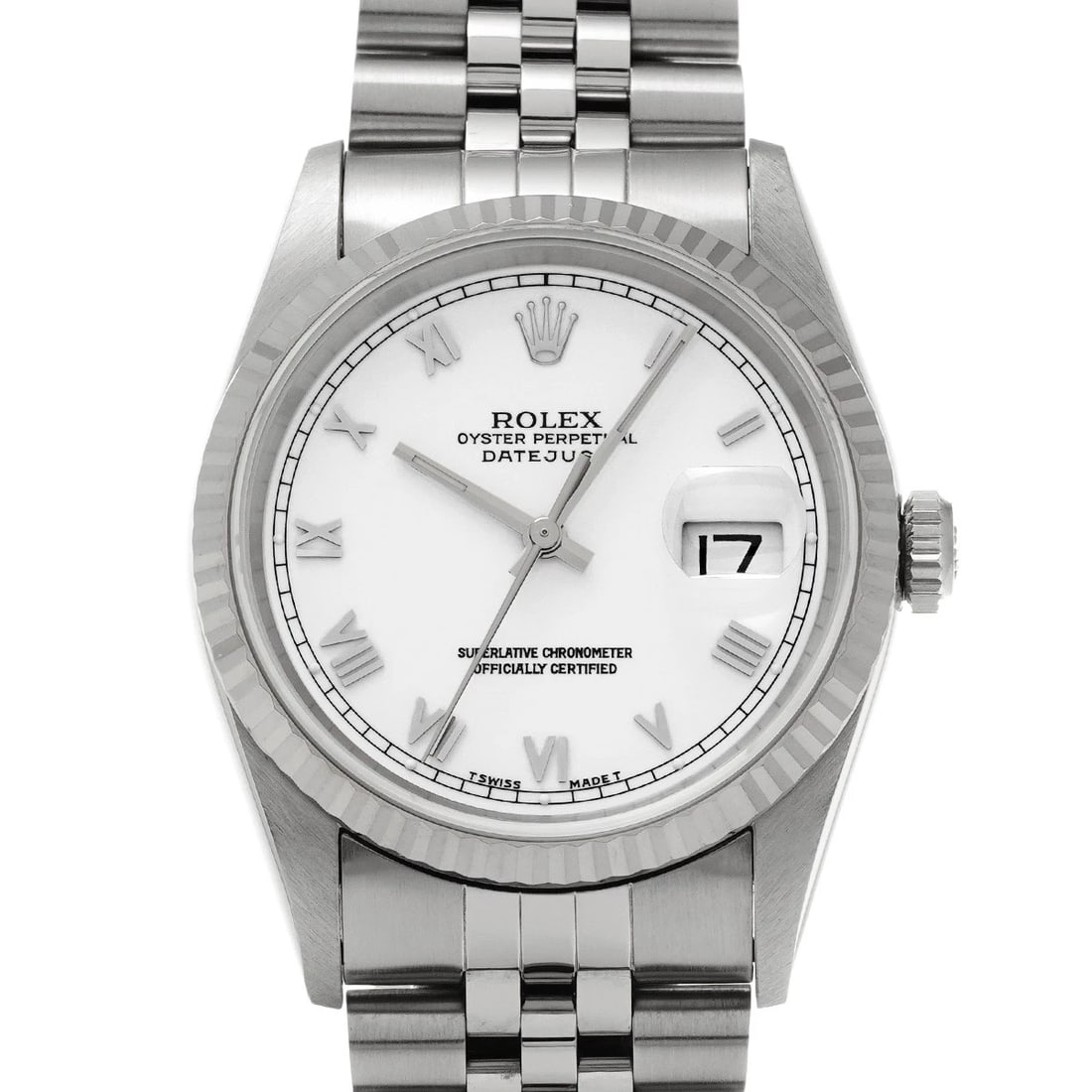 ROLEX DATEJUST WHITE WATCH: ROLEX Datejust White WATCH Brand: ROLEX Type: Wristwatch Material: Band Material Stainless steel, Case Material Stainless steel Color: Dial Color white Size: ??Case? H/about 36mm W/about 36mm D/about 