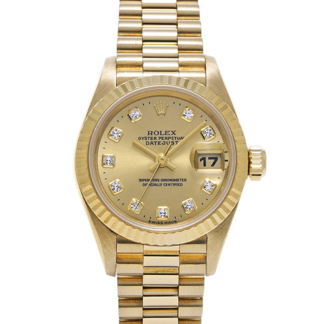 ROLEX DATEJUST CHAMPAGNE/DIAMOND WATCH: ROLEX Datejust Champagne/Diamond WATCH Brand: ROLEX Type: Wristwatch Material: Band Material Yellow Gold, Case Material Yellow Gold Color: Dial Color Champagne/Diamond Size: ??Case? H/about 26mm