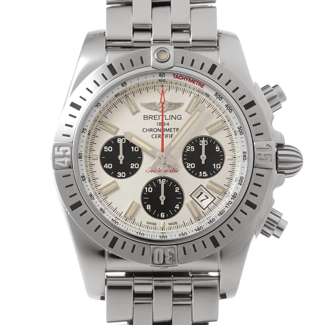 BREITLING CHRONOMAT AIRBORNE IVORY/BLACK WATCH: BREITLING Chronomat Airborne Ivory/Black WATCH Brand: BREITLING Type: Wristwatch Material: Band Material Stainless steel, Case Material Stainless steel Color: Dial Color Ivory/Black Size: ??Case? H/ab