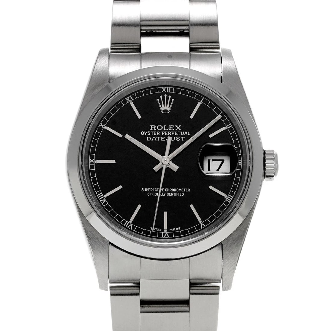 ROLEX DATEJUST BLACK WATCH: ROLEX Datejust Black WATCH Brand: ROLEX Type: Wristwatch Material: Band Material Stainless steel, Case Material Stainless steel Color: Dial Color Black Size: ??Case? H/about 36mm W/about 36mm D/about 
