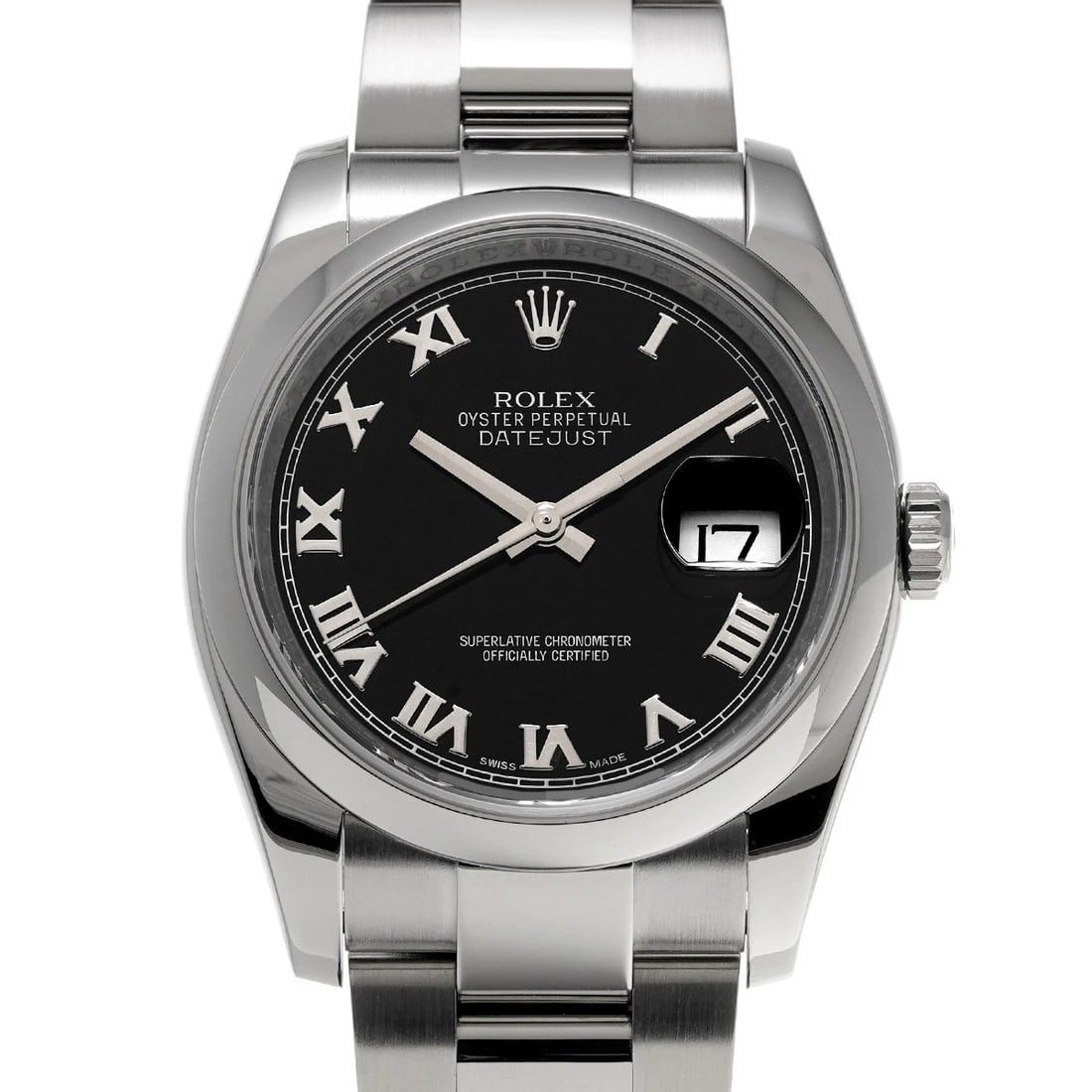 ROLEX DATEJUST BLACK WATCH: ROLEX Datejust Black WATCH Brand: ROLEX Type: Wristwatch Material: Band Material Stainless steel, Case Material Stainless steel Color: Dial Color black Size: ??Case? H/about 36mm W/about 36mm D/about