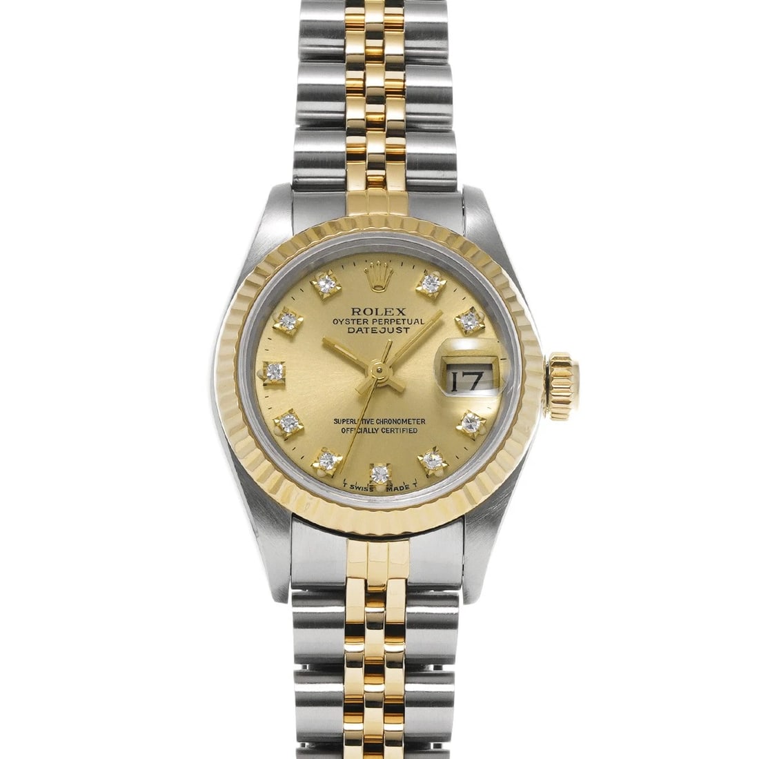 ROLEX DATEJUST CHAMPAGNE/DIAMOND WATCH: ROLEX Datejust Champagne/Diamond WATCH Brand: ROLEX Type: Wristwatch Material: Band Material Stainless steel/Yellow Gold, Case Material Stainless steel Color: Dial Color Champagne/Diamond Size: ??Case