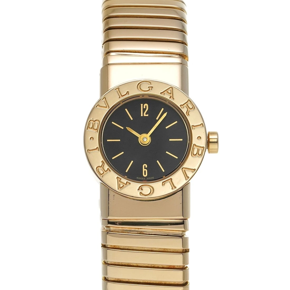 BVLGARI BULGARIBULGARI TUBOGAS BLACK/DIAMOND WATCH: BVLGARI BulgariBulgari Tubogas Black/Diamond WATCH Brand: BVLGARI Type: Wristwatch Material: Band Material Yellow Gold, Case Material Yellow Gold Color: Dial Color Black/Diamond Size: ??Case? H/about 