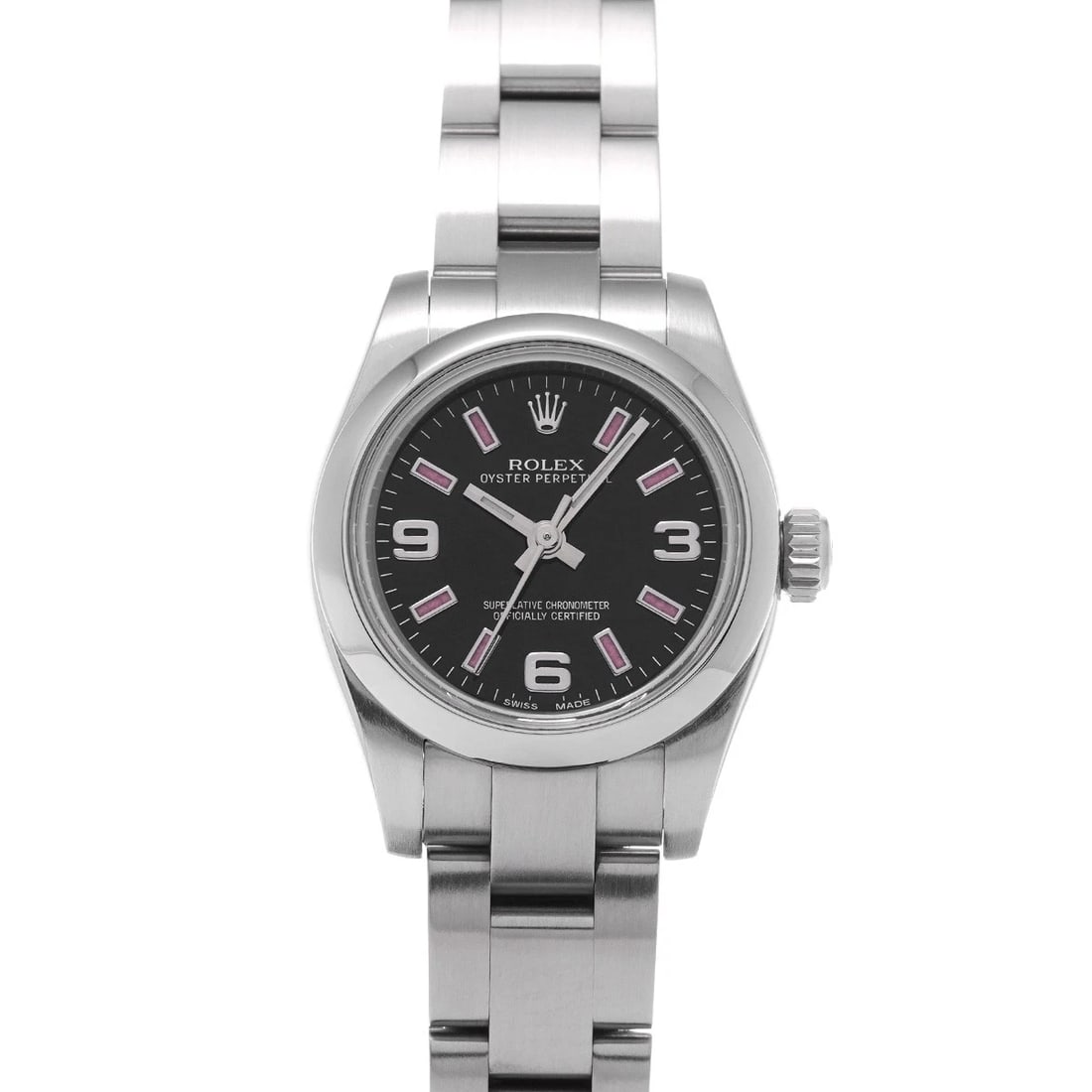 ROLEX OYSTER PERPETUAL BLACK WATCH: ROLEX Oyster Perpetual Black WATCH Brand: ROLEX Type: Wristwatch Material: Band Material Stainless steel, Case Material Stainless steel Color: Dial Color Black Size: ??Case? H/about 26mm W/about 26mm