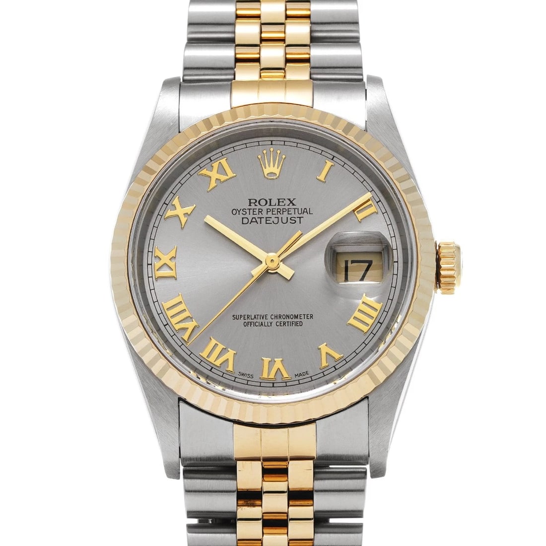 ROLEX DATEJUST GRAY WATCH: ROLEX Datejust Gray WATCH Brand: ROLEX Type: Wristwatch Material: Band Material Stainless steel/Yellow Gold, Case Material Stainless steel Color: Dial Color Gray Size: ??Case? H/about 36mm W/about 36m