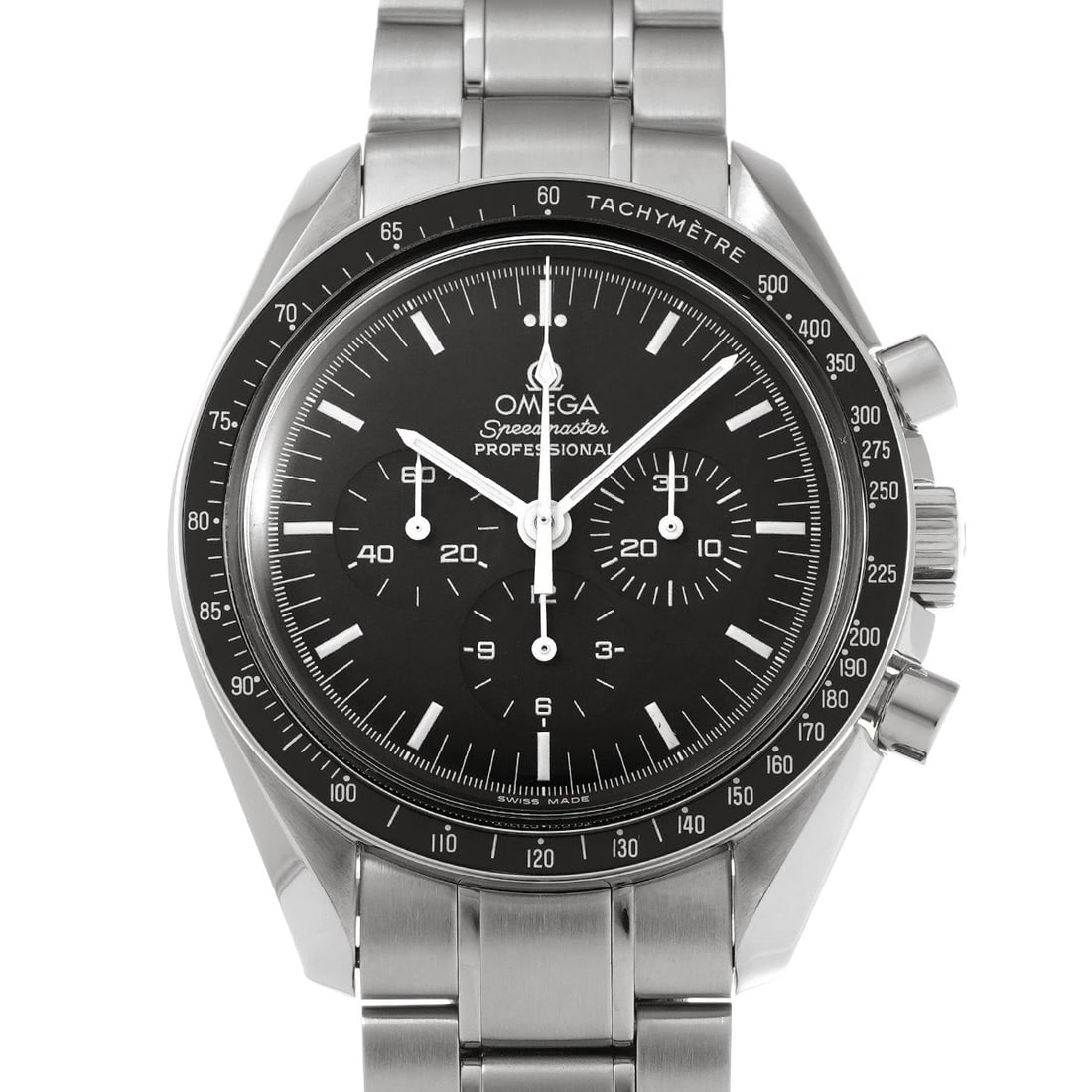 OMEGA SPEEDMASTER MOONWATCH PROFESSIONAL BLACK WATCH: OMEGA Speedmaster Moonwatch Professional Black WATCH Brand: OMEGA Type: Wristwatch Material: Band Material Stainless steel, Case Material Stainless steel Color: Dial Color Black Size: ??Case? H/about