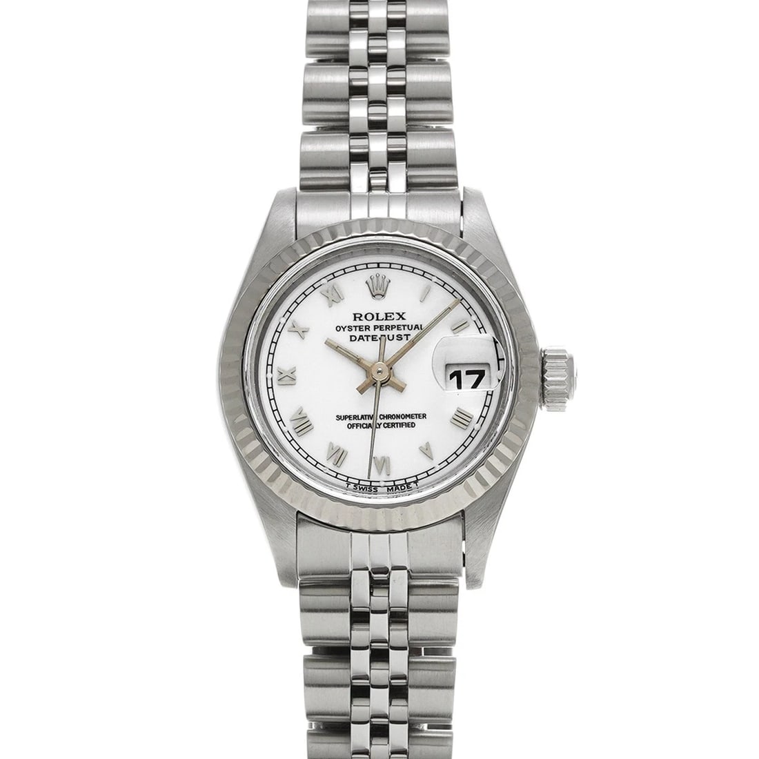 ROLEX DATEJUST WHITE WATCH: ROLEX Datejust White WATCH Brand: ROLEX Type: Wristwatch Material: Band Material Stainless steel, Case Material Stainless steel Color: Dial Color White Size: ??Case? H/about 1.0inch W/about 1.0inch D/