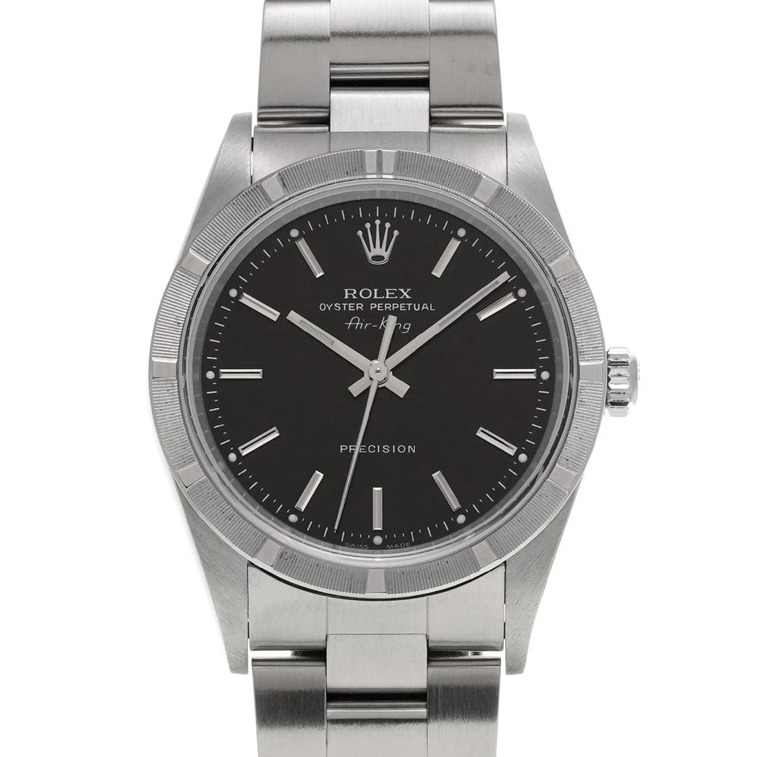 ROLEX AIR-KING BLACK WATCH: ROLEX Air-King Black WATCH Brand: ROLEX Type: Wristwatch Material: Band Material Stainless steel, Case Material Stainless steel Color: Dial Color Black Size: ??Case? H/about 34mm W/about 34mm D/about 