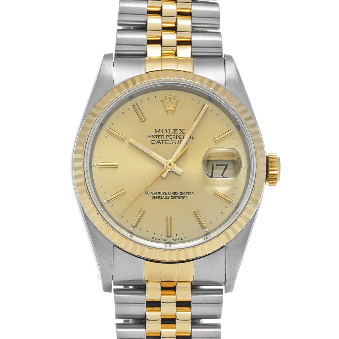 ROLEX DATEJUST CHAMPAGNE WATCH: ROLEX Datejust Champagne WATCH Brand: ROLEX Type: Wristwatch Material: Band Material Stainless steel/Yellow Gold, Case Material Stainless steel Color: Dial Color Champagne Size: ??Case? H/about 36mm