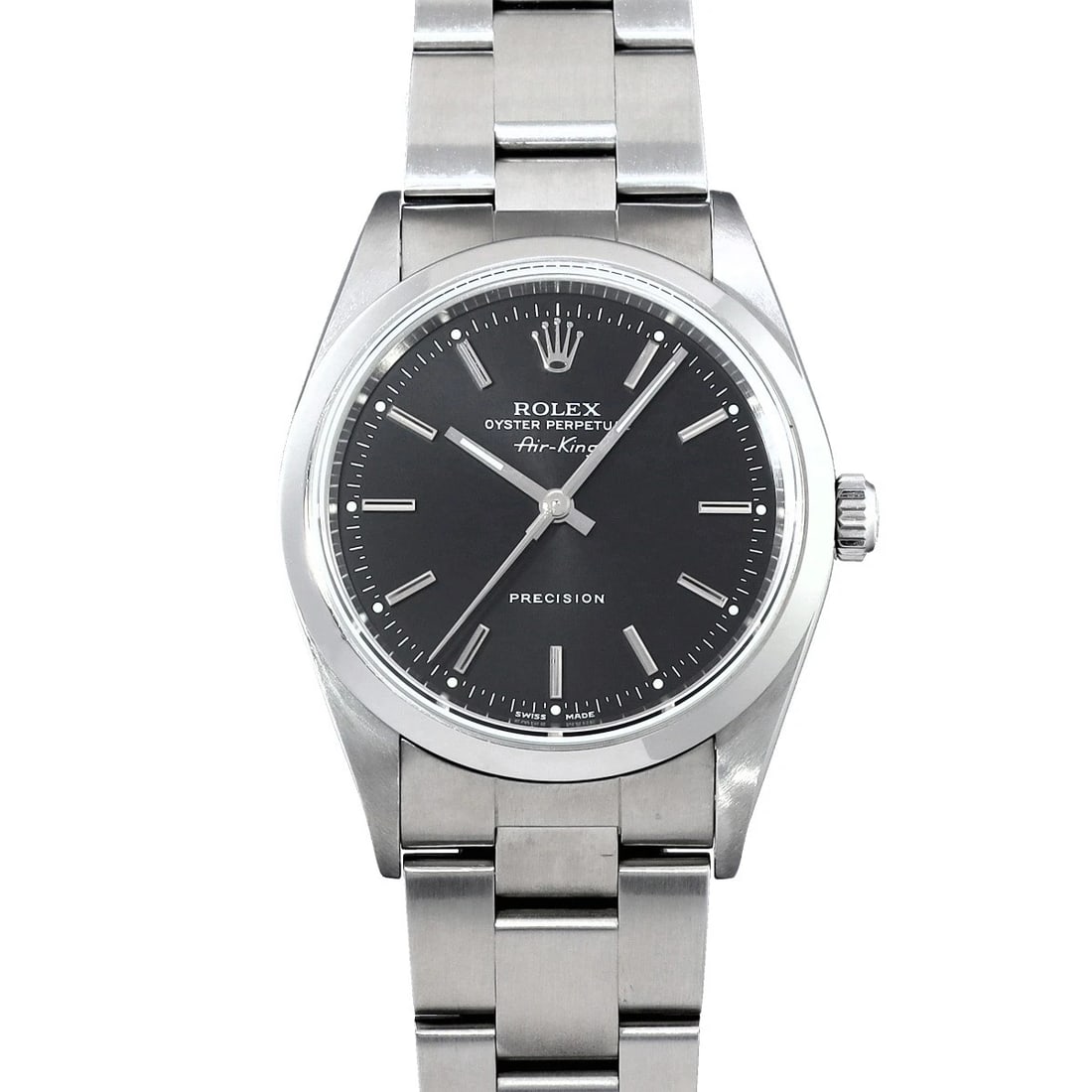 ROLEX AIR-KING BLACK WATCH: ROLEX Air-King Black WATCH Brand: ROLEX Type: Wristwatch Material: Band Material Stainless steel, Case Material Stainless steel Color: Dial Color Black Size: ??Case? H/about 34mm W/about 34mm D/about 