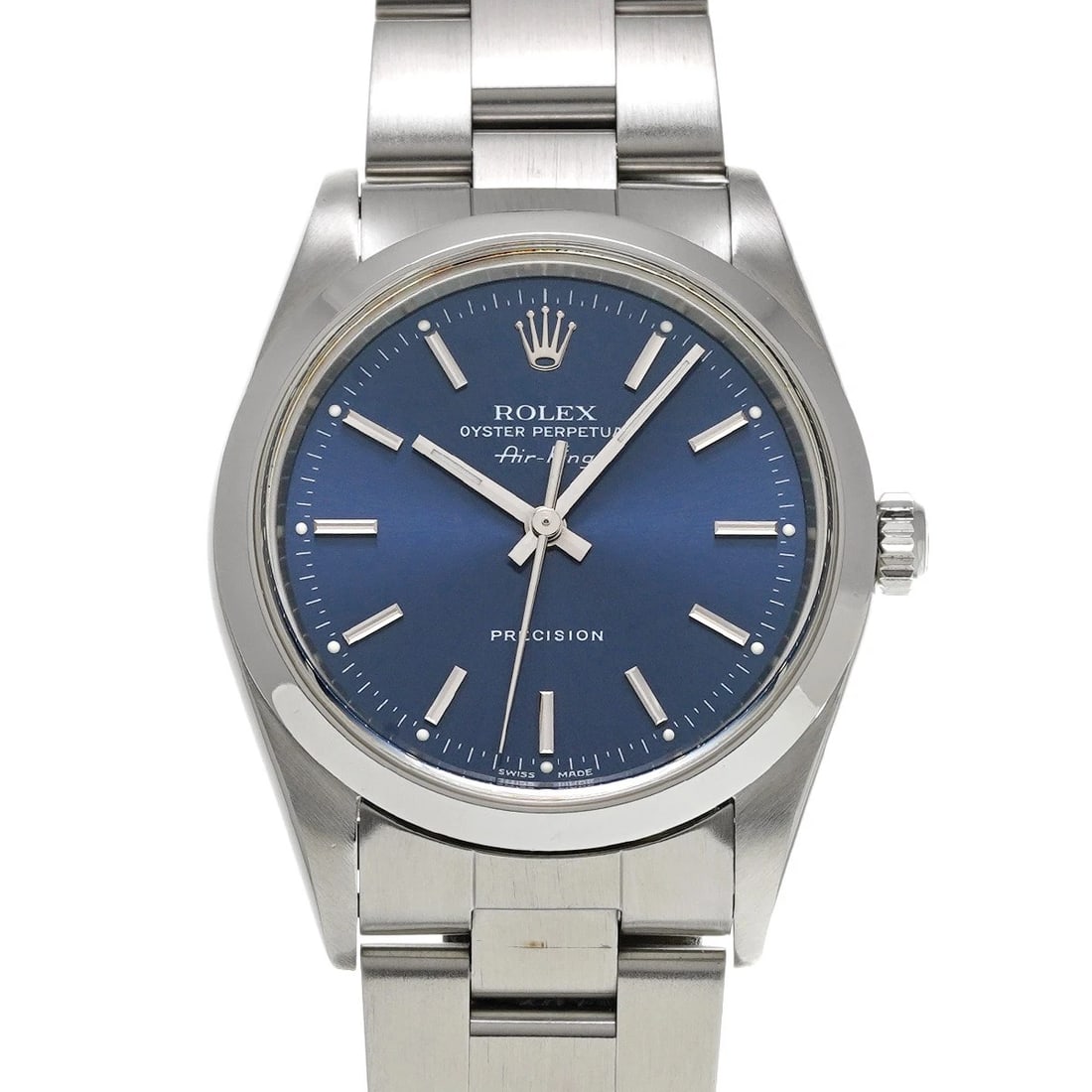 ROLEX AIR-KING BLUE WATCH: ROLEX Air-King Blue WATCH Brand: ROLEX Type: Wristwatch Material: Band Material Stainless steel, Case Material Stainless steel Color: Dial Color Blue Size: ??Case? H/about 34mm W/about 34mm D/about 11