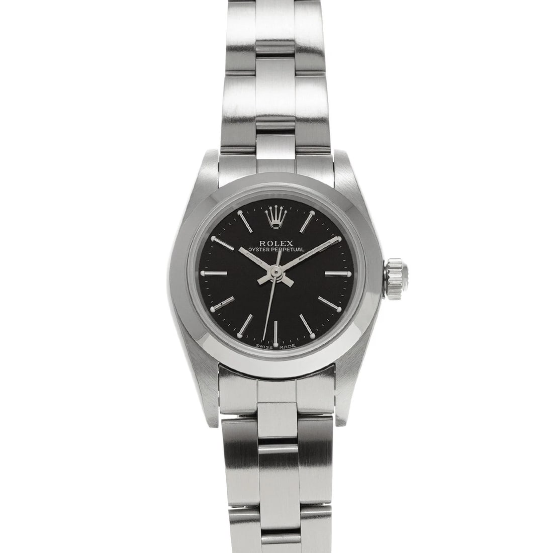 ROLEX OYSTER PERPETUAL BLACK WATCH: ROLEX Oyster Perpetual Black WATCH Brand: ROLEX Type: Wristwatch Material: Band Material Stainless steel, Case Material Stainless steel Color: Dial Color Black Size: ??Case? H/about 24mm W/about 24mm 