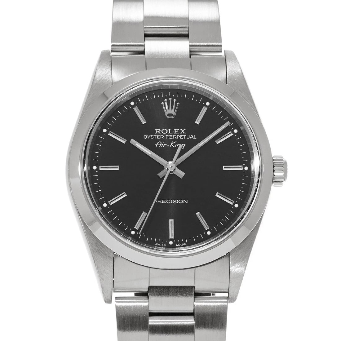 ROLEX AIR-KING BLACK WATCH: ROLEX Air-King Black WATCH Brand: ROLEX Type: Wristwatch Material: Band Material Stainless steel, Case Material Stainless steel Color: Dial Color Black Size: ??Case? H/about 34mm W/about 34mm D/about 