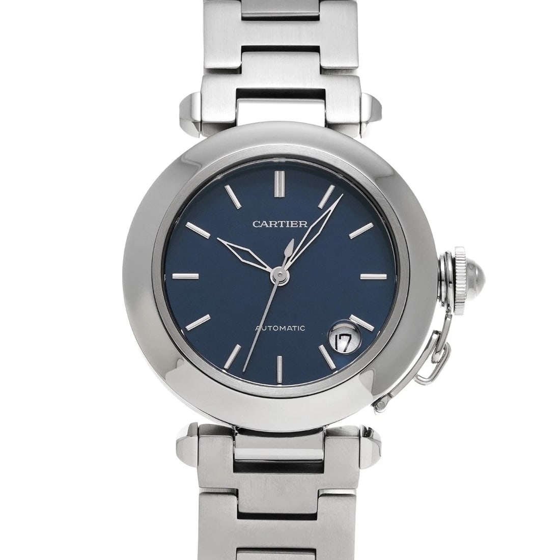 CARTIER PASHA C BLUE WATCH: CARTIER Pasha C Blue WATCH Brand: CARTIER Type: Wristwatch Material: Band Material Stainless steel, Case Material Stainless steel Color: Dial Color Blue Size: ??Case? H/about 31mm W/about 31mm D/about