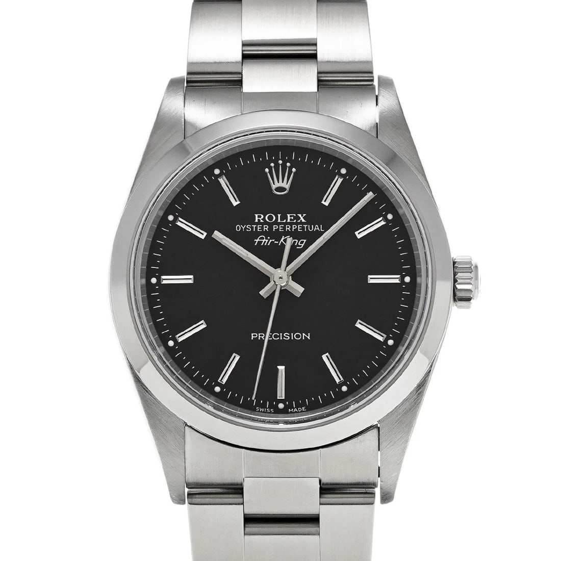 ROLEX AIR-KING BLACK WATCH: ROLEX Air-King Black WATCH Brand: ROLEX Type: Wristwatch Material: Band Material Stainless steel, Case Material Stainless steel Color: Dial Color Black Size: ??Case? H/about 34mm W/about 34mm D/about 