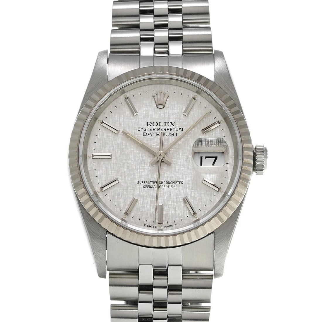 ROLEX DATEJUST SILVER MOSAIC WATCH: ROLEX Datejust Silver Mosaic WATCH Brand: ROLEX Type: Wristwatch Material: Band Material Stainless steel, Case Material Stainless steel Color: Dial Color Silver Size: ??Case? H/about 36mm W/about 36mm