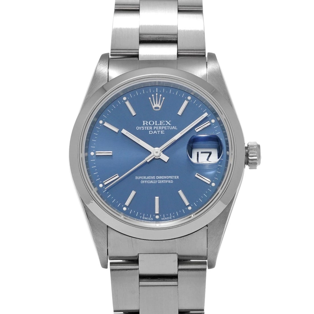 ROLEX OYSTER PERPETUAL DATE BLUE WATCH: ROLEX Oyster Perpetual Date Blue WATCH Brand: ROLEX Type: Wristwatch Material: Band Material Stainless steel, Case Material Stainless steel Color: Dial Color Blue Size: ??Case? H/about 34mm W/about 34