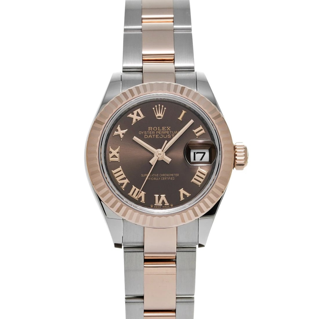 ROLEX LADY-DATEJUST CHOCOLATE BROWN WATCH: ROLEX Lady-Datejust Chocolate Brown WATCH Brand: ROLEX Type: Wristwatch Material: Band Material Stainless steel/Everrose gold, Case Material Stainless steel Color: Dial Color Chocolate Brown Size: ??C