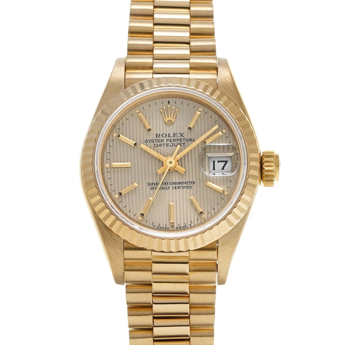 ROLEX DATEJUST SILVER TAPESTRY WATCH: ROLEX Datejust Silver Tapestry WATCH Brand: ROLEX Type: Wristwatch Material: Band Material Yellow Gold, Case Material Yellow Gold Color: Dial Color Silver Tapestry Size: ??Case? H/about 26mm W/about 2