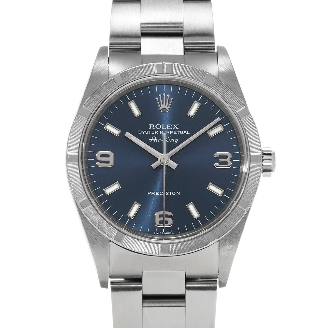ROLEX AIR-KING BLUE WATCH: ROLEX Air-King Blue WATCH Brand: ROLEX Type: Wristwatch Material: Band Material Stainless steel, Case Material Stainless steel Color: Dial Color Blue Size: ??Case? H/about 34mm W/about 34mm D/about 11
