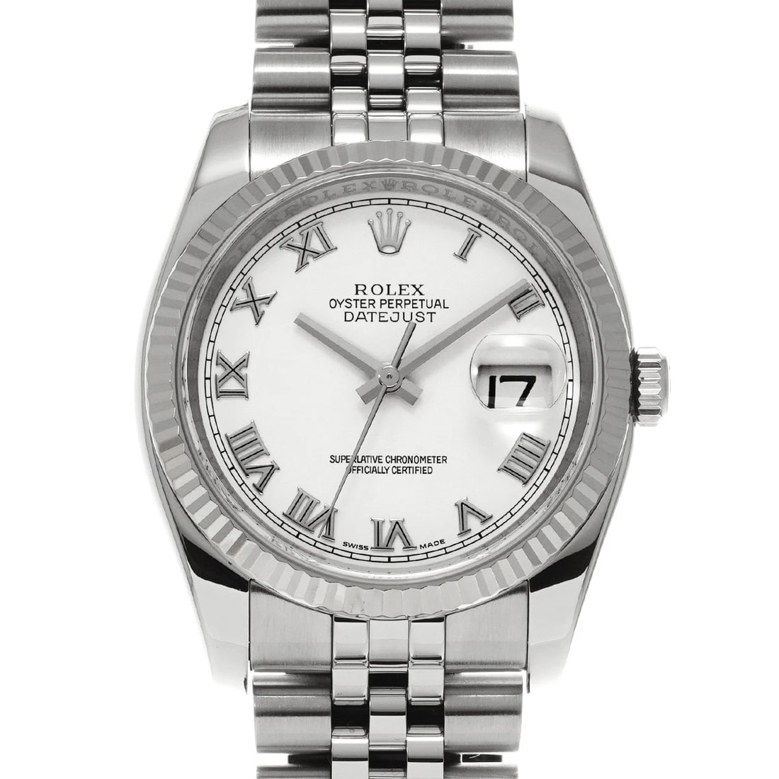 ROLEX DATEJUST WHITE WATCH: ROLEX Datejust White WATCH Brand: ROLEX Type: Wristwatch Material: Band Material Stainless steel, Case Material Stainless steel Color: Dial Color White Size: ??Case? H/about 36mm W/about 36mm D/about