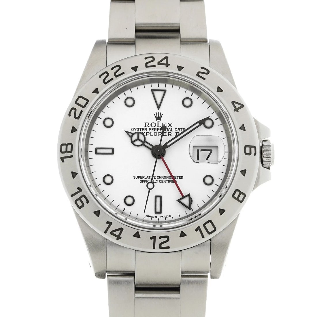 ROLEX EXPLORER II WHITE WATCH: ROLEX Explorer II White WATCH Brand: ROLEX Type: Wristwatch Material: Band Material Stainless steel, Case Material Stainless steel Color: Dial Color White Size: ??Case? H/about 40mm W/about 40mm D/abo