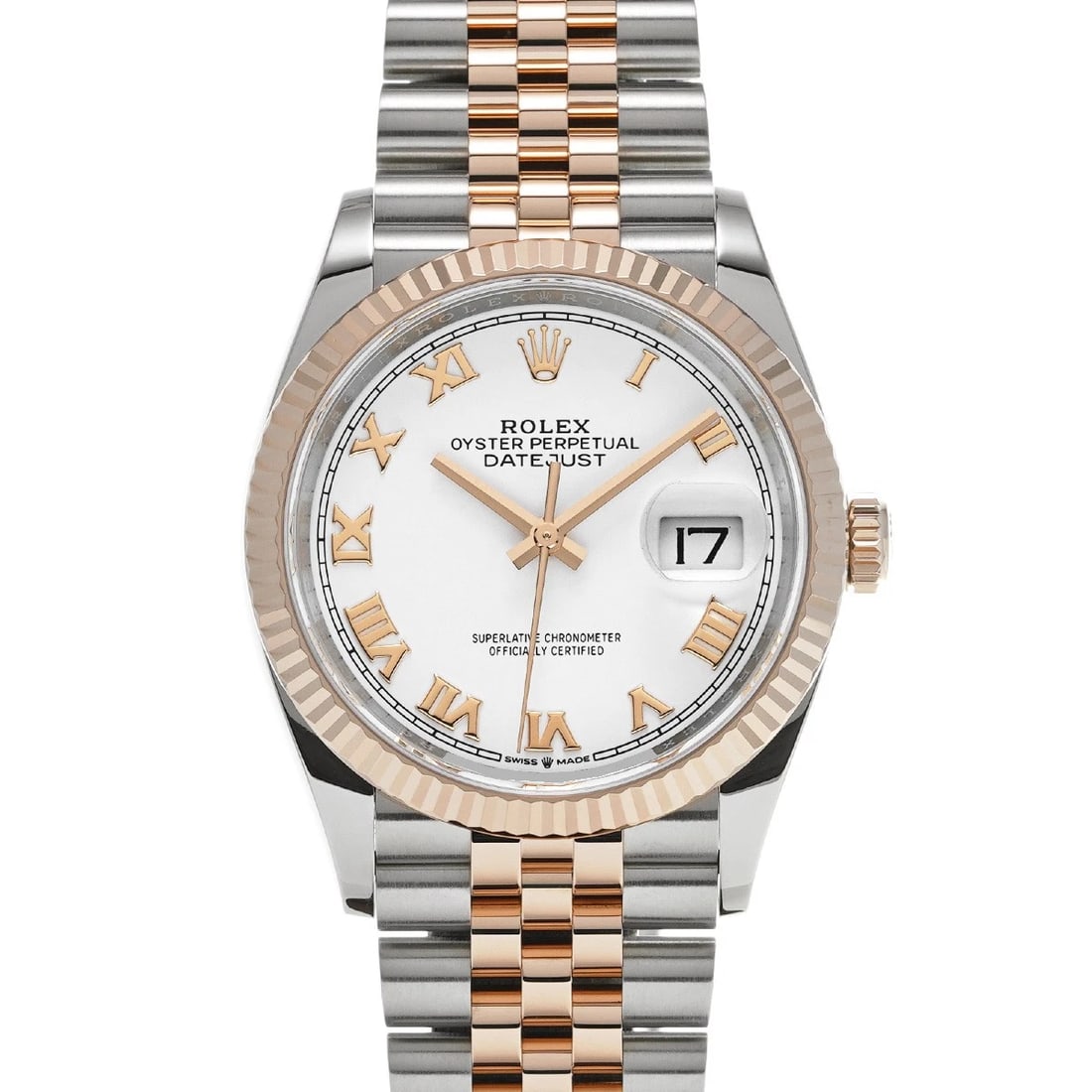 ROLEX DATEJUST WHITE WATCH: ROLEX Datejust White WATCH Brand: ROLEX Type: Wristwatch Material: Band Material Everrose gold/Stainless steel, Case Material Stainless steel Color: Dial Color White Size: ??Case? H/about 36mm W/about