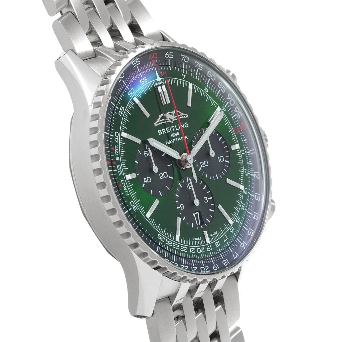 BREITLING NAVITIMER CHRONOGRAPH GREEN WATCH - 3