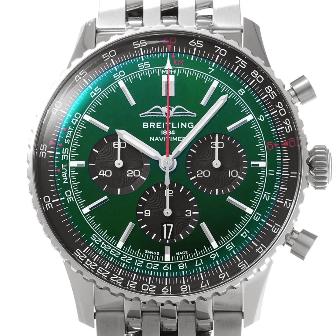 BREITLING NAVITIMER CHRONOGRAPH GREEN WATCH - 4