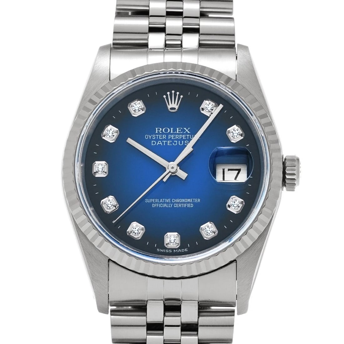 ROLEX DATEJUST BLUE GRADIENT/DIAMOND WATCH - 4