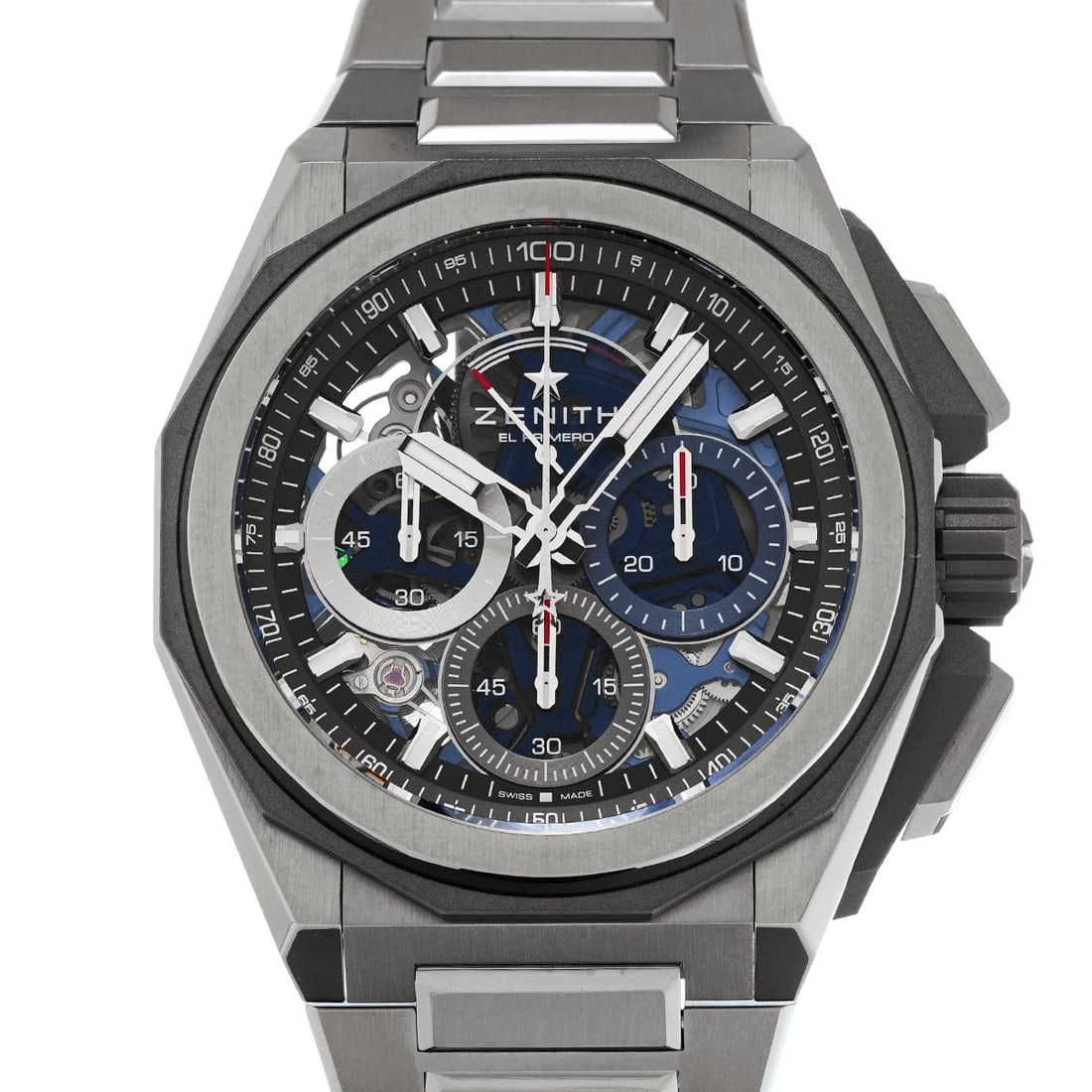 ZENITH DEFY EXTREME EL PRIMERO SKELETON WATCH: ZENITH DEFY Extreme El Primero Skeleton WATCH Brand: ZENITH Type: Wristwatch Material: Band Material titanium, Case Material titanium Color: Dial Color Skeleton Size: ??Case? H/about 40mm W/about 40mm