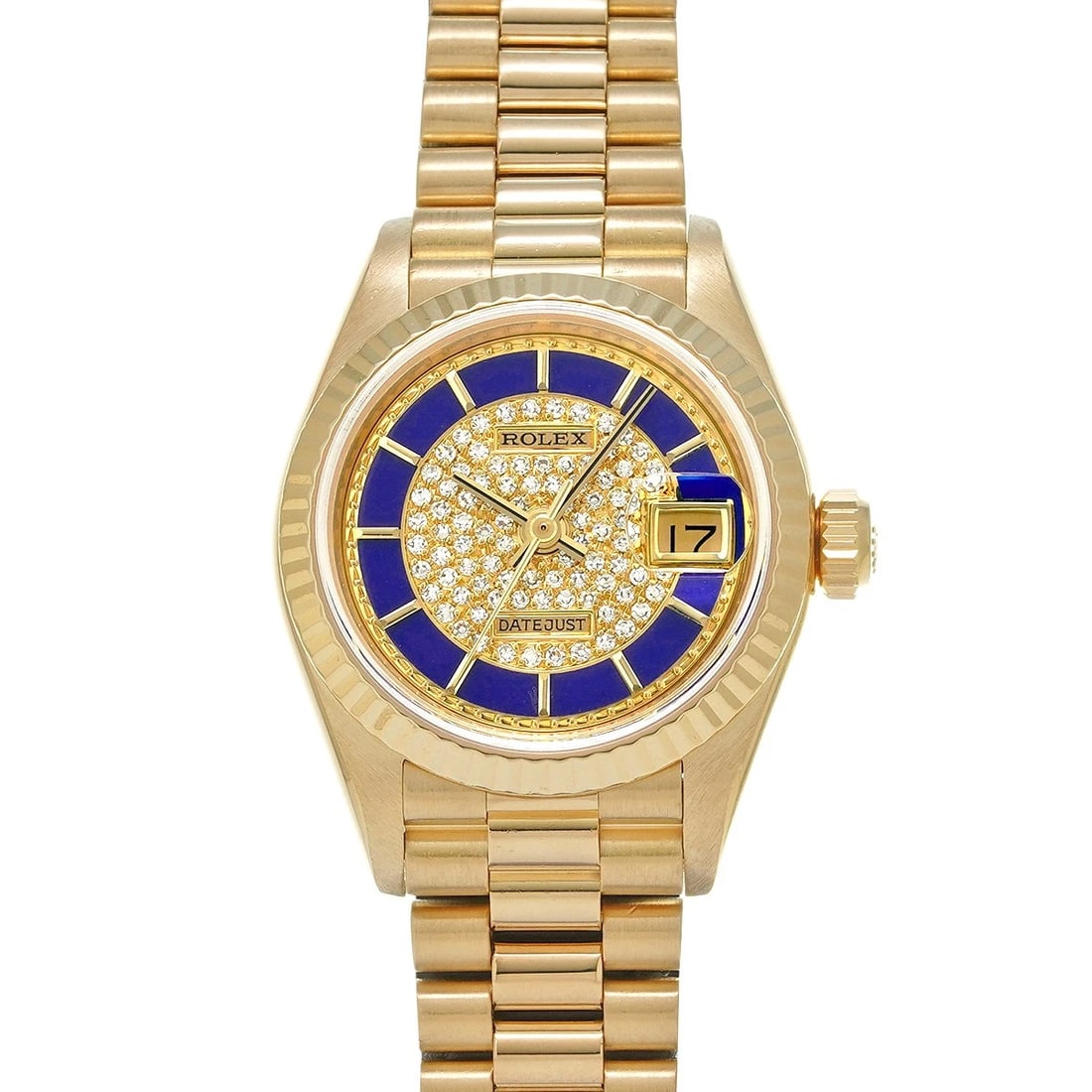 ROLEX DATEJUST BLUE/DIAMOND WATCH: ROLEX Datejust Blue/Diamond WATCH Brand: ROLEX Type: Wristwatch Material: Band Material Yellow Gold, Case Material Yellow Gold Color: Dial Color Blue/Diamond Size: ??Case? H/about 26mm W/about 26mm D/