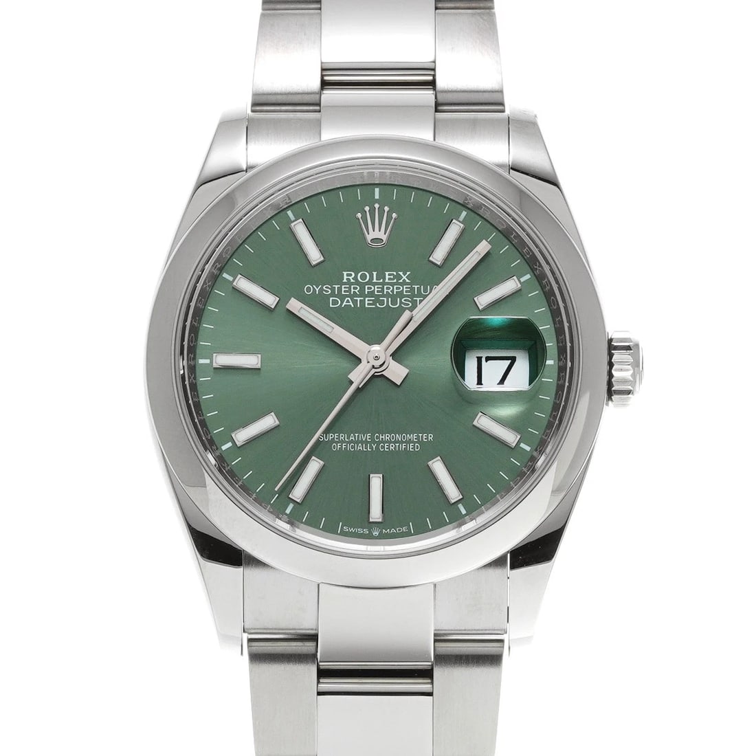ROLEX DATEJUST MINT GREEN WATCH: ROLEX Datejust Mint Green WATCH Brand: ROLEX Type: Wristwatch Material: Band Material Stainless steel, Case Material Stainless steel Color: Dial Color Mint Green Size: ??Case? H/about 36mm W/about 36m
