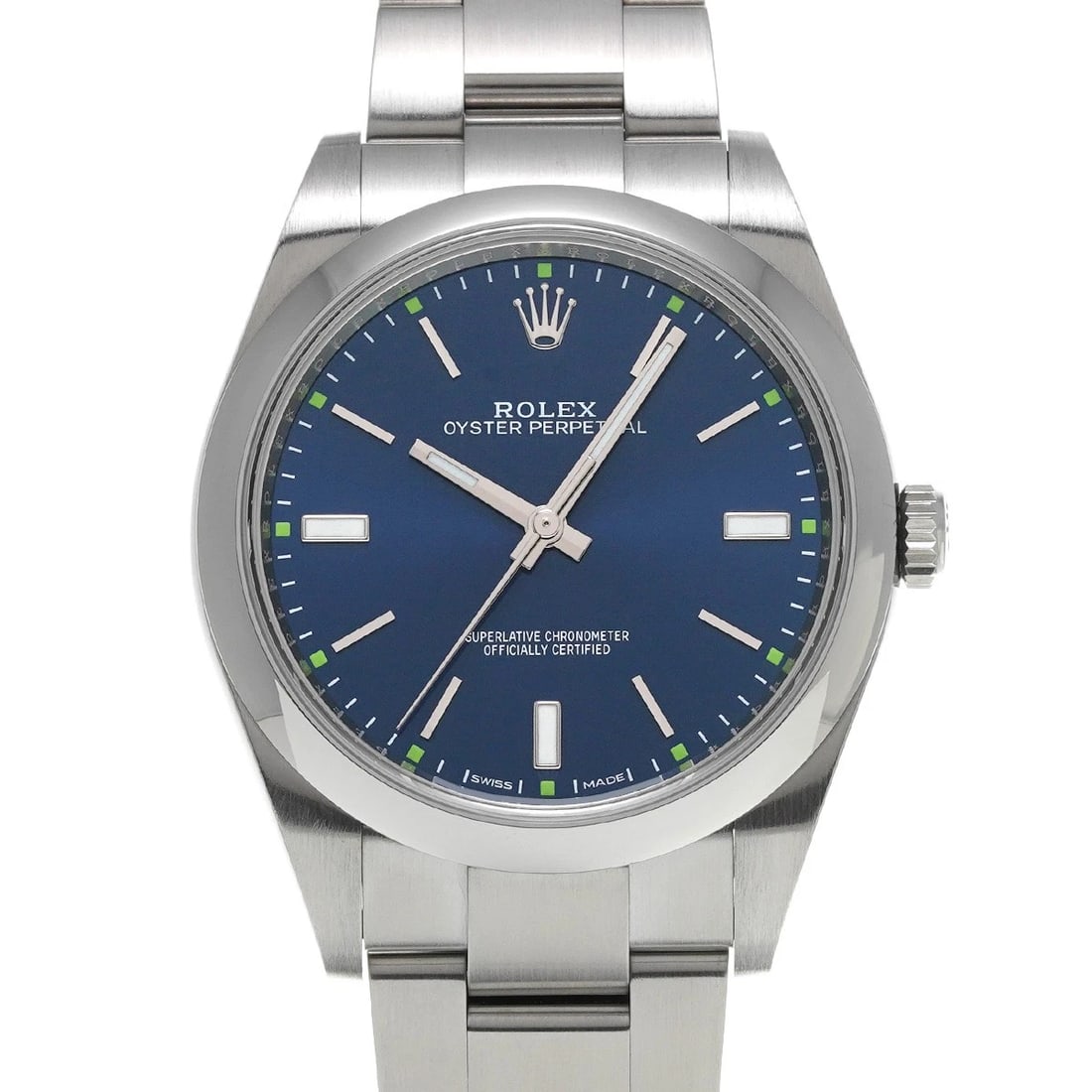ROLEX OYSTER PERPETUAL BLUE WATCH: ROLEX Oyster Perpetual Blue WATCH Brand: ROLEX Type: Wristwatch Material: Band Material Stainless steel, Case Material Stainless steel Color: Dial Color Blue Size: ??Case? H/about 39mm W/about 39mm