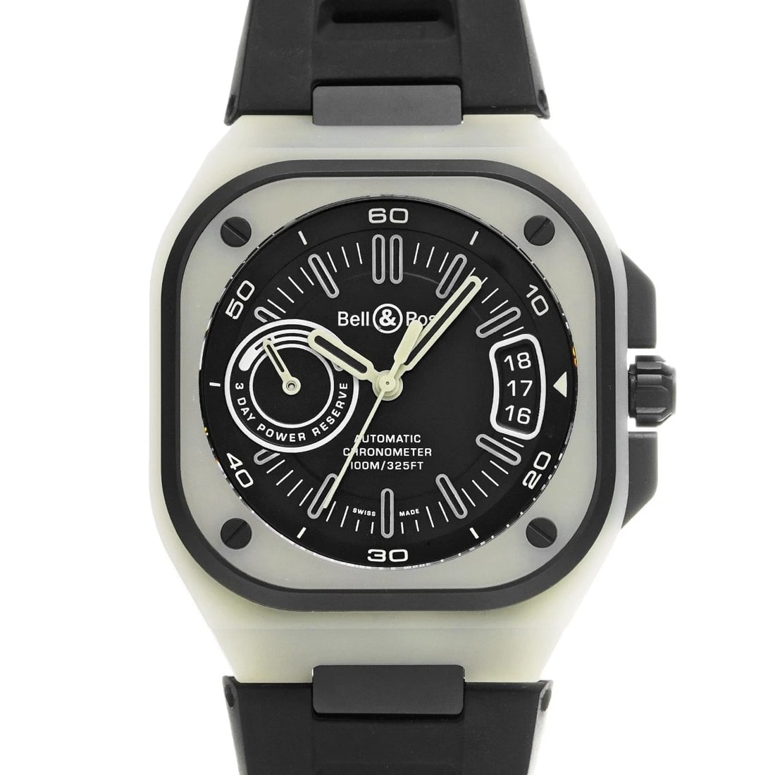 BELL & ROSS BR-X5 GREEN RAM BLACK WATCH: Bell & Ross BR-X5 Green Ram Black WATCH Brand: Bell & Ross Type: Wristwatch Material: Band Material rubber, Case Material titanium Color: Dial Color Black Size: ??Case? H/about 41mm W/about 41mm D/abo