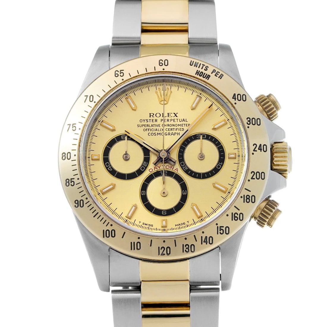 ROLEX COSMOGRAPH DAYTONA CHAMPAGNE WATCH: ROLEX Cosmograph Daytona Champagne WATCH Brand: ROLEX Type: Wristwatch Material: Band Material Stainless steel/Yellow Gold, Case Material Stainless steel Color: Dial Color Champagne Size: ??Case? H/ab