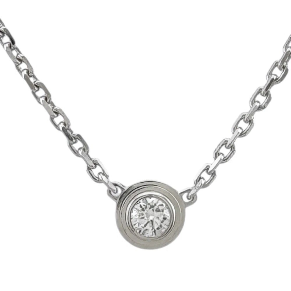 CARTIER NECKLACE K18 WHITE GOLD DIAMOND: CARTIER Necklace K18 white gold diamond Brand: CARTIER Type: Necklace Material: K18 white gold, Main Stone/Creation Natural Color: Silver Size: (CM) Total Length:41cm Chain width:0.8mm AdjUS ter can p