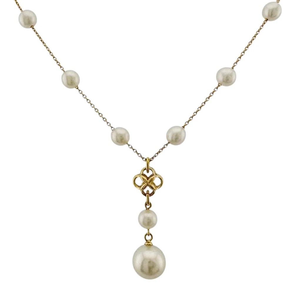 TASAKI NECKLACE K18 YELLOW GOLD PEARL: TASAKI Necklace K18 yellow gold Pearl Brand: TASAKI Type: Necklace Material: K18 yellow gold, Main Stone/Creation Pearl Color: gold Size: (CM) Total Length:42cm Chain width:0.9mm AdjUS ter can positio