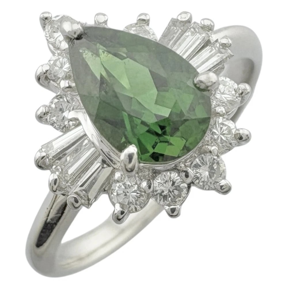 RING PT900 PLATINUM TOURMALINE: Ring Pt900 Platinum Tourmaline Brand: Unbranded Type: Ring Material: Pt900Platinum, Main Stone/Creation Tourmaline/diamond Color: Silver Size: US 6 1/2 Accessories: None Accessories Notice