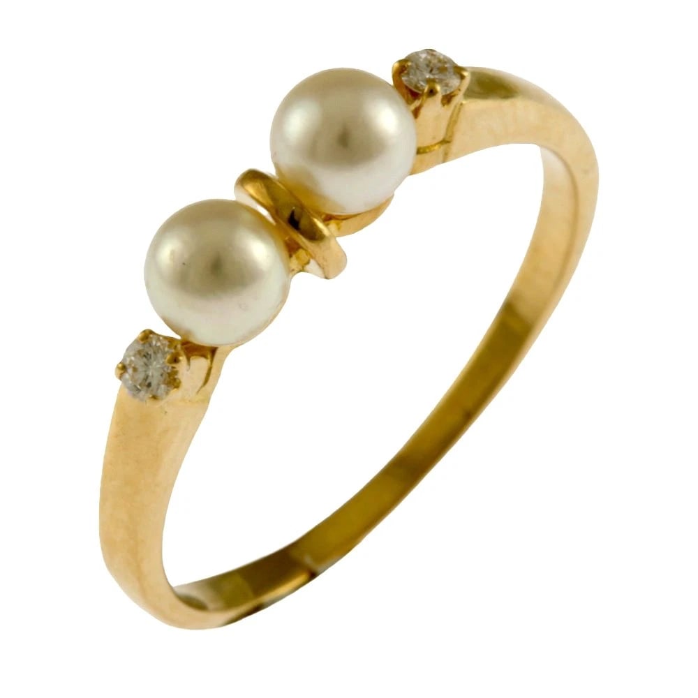 MIKIMOTO RING K18 PINK GOLD AKOYA PEARL DIAMOND: MIKIMOTO Ring K18 Pink Gold Akoya pearl diamond Brand: MIKIMOTO Type: Ring Material: K18 Pink Gold, Main Stone/Creation Akoya pearl/diamond Color: gold Size: US 4 1/4 Accessories: None Acc