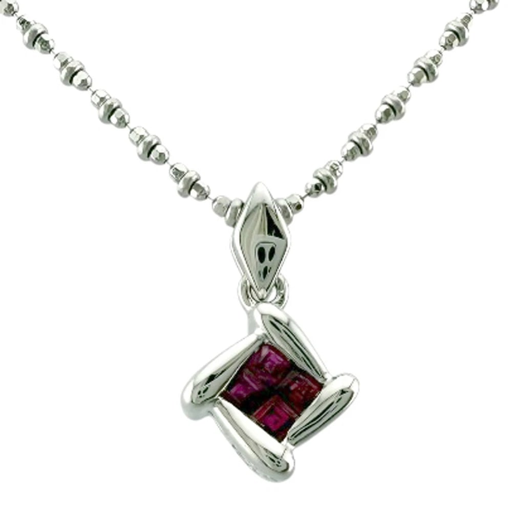 NECKLACE K18 WHITE GOLD RUBY: Necklace K18 white gold Ruby Brand: Unbranded Type: Necklace Material: K18 white gold, Main Stone/Creation Ruby Diamond Color: Silver Size: (CM) Total Length:40cm Chain width:1.0mm AdjUS ter can posit