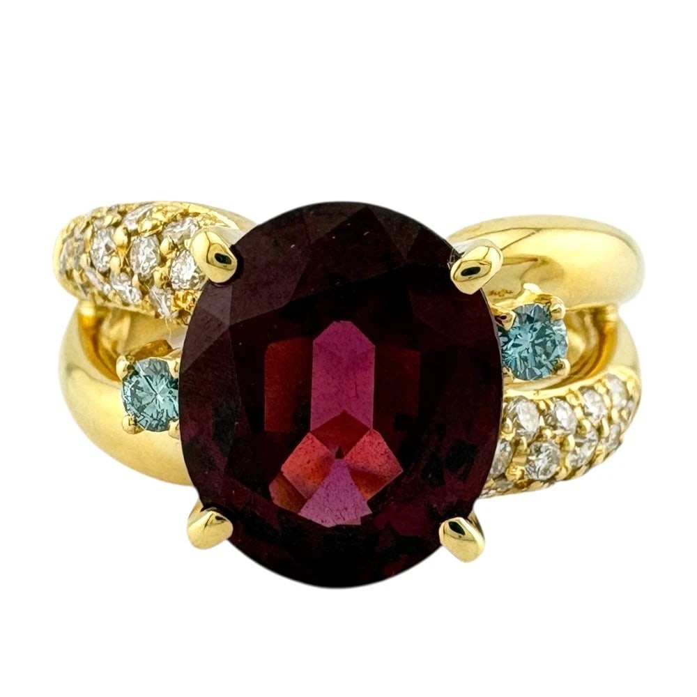 TASAKI RING K18 GOLD RHODOLITE GARNET: TASAKI Ring K18 gold Rhodolite Garnet Brand: TASAKI Type: Ring Material: K18 yellow gold, Main Stone/Creation Rhodolite Garne diamond Color: gold Size: US 5 3/4 Accessories: None Accessori