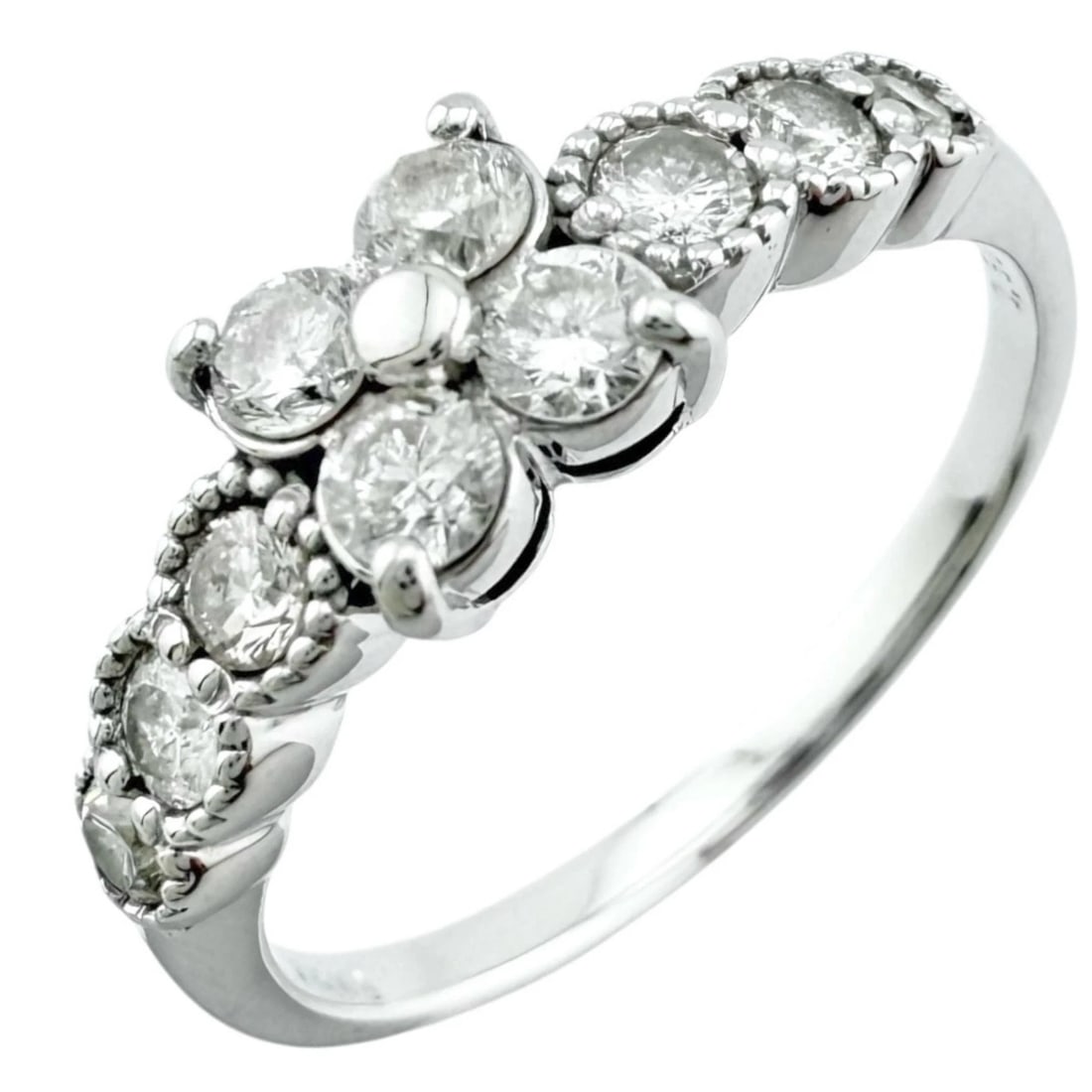 RING K18 WHITE GOLD DIAMOND: Ring K18 white gold diamond Brand: Unbranded Type: Ring Material: K18 white gold, Main Stone/Creation Natural Color: Silver Size: US 6 1/8 Accessories: None Accessories Notice: When purcha