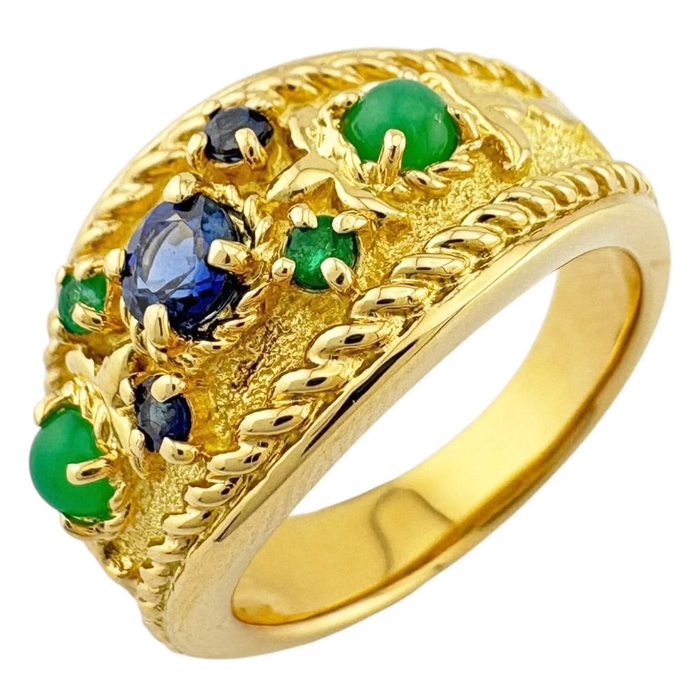 TASAKI RING K18 YELLOW GOLD SAPPHIRE: TASAKI Ring K18 yellow gold sapphire Brand: TASAKI Type: Ring Material: K18 yellow gold, Main Stone/Creation sapphire/Emerald/Chrysoprize Color: gold Size: US 5 3/8 Accessories: None Acces