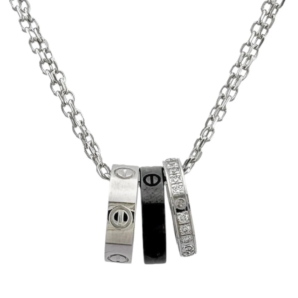 CARTIER NECKLACE K18 WHITE GOLD DIAMOND: CARTIER Necklace K18 white gold diamond Brand: CARTIER Type: Necklace Material: K18 white gold, Main Stone/Creation Natural Color: Silver Size: (CM) Total Length:40cm Chain width:1.0mm AdjUS ter can p